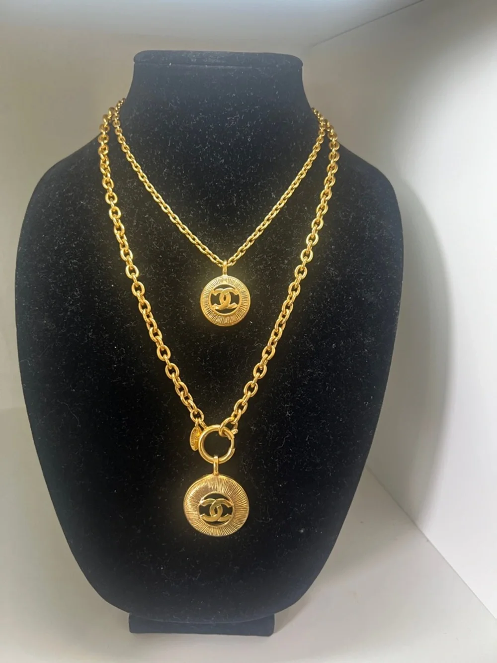 CHANEL 24kgp Chain Necklace with Round CC Medallion